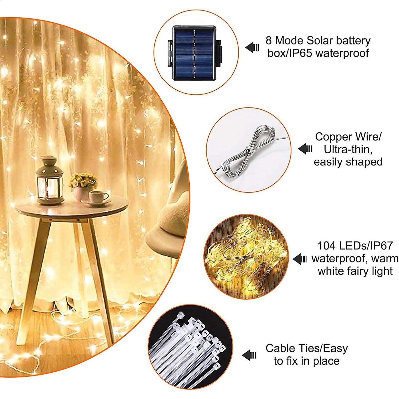 Smart Garden Lamp - 태양광 우산 스트링 라이트 104 LED