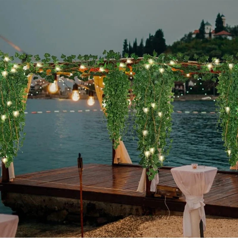 녹색 아이비 210cm LED 가벼운 문자열 잎 인공  - Smart Garden Lamp 리뷰 및 가격