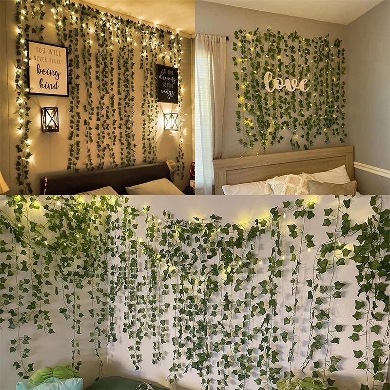 녹색 아이비 210cm LED 가벼운 문자열 잎 인공  - Smart Garden Lamp 리뷰 및 가격